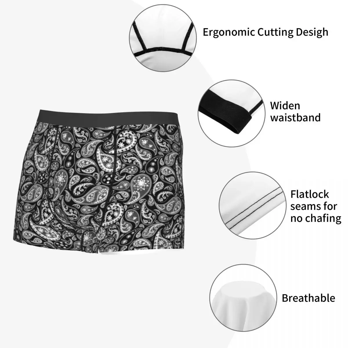 Male Fashion Bandana Paisley Pattern Underwear Boxer Briefs Soft Shorts Panties Underpants Men Underwear