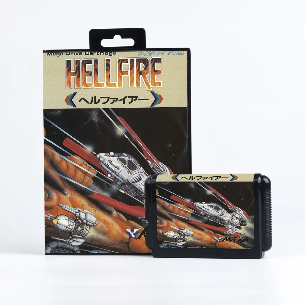 Hellfire Japan Cover Game for SEGA Genesis Consoles Game Cartridge Box Manual