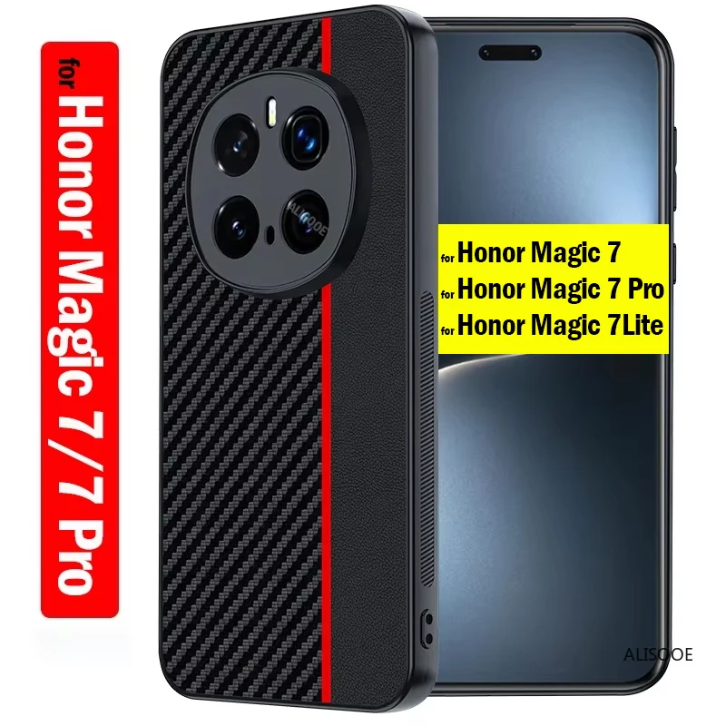

Противоударный чехол Funda для Honor Magic 7 Pro Magic7 Lite, роскошный защитный чехол из искусственной кожи с текстурой волокна для Honor Magic 7 Capa