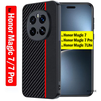 Shockproof Funda for Honor Magic 7 Pro Magic7 Lite Case Luxury Fiber Texture PU-Leather Protection Cover for Honor Magic 7 Capa