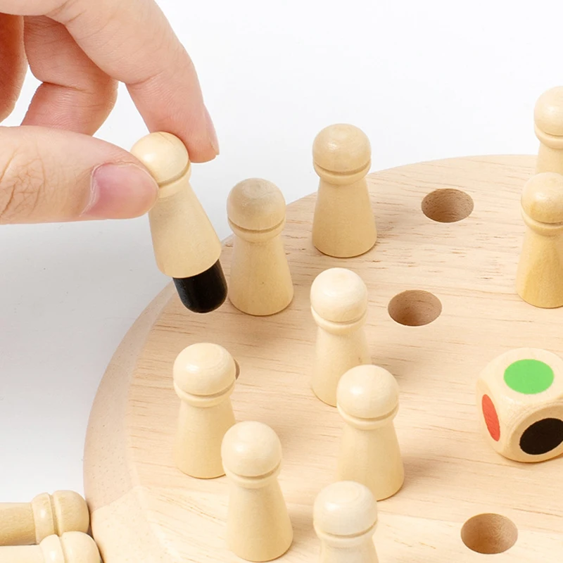 Wooden Memory Match Chess Color Game Board Puzzles Montessori Educational Toy Cognitive Ability Learning Toys For Children