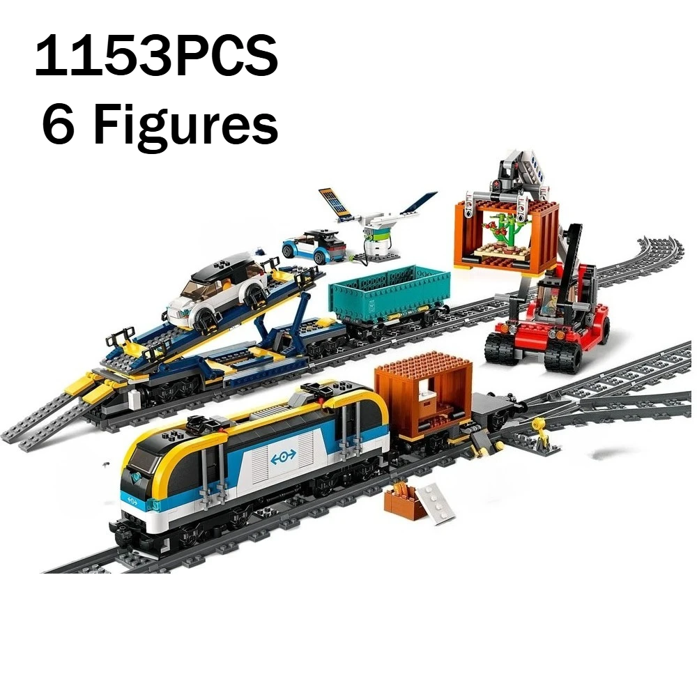 

1153PCS City Freight Train Railway Building Blocks With Motor Module 6 Figures MOC Assemble Bricks Toy Gift For Friend Teens