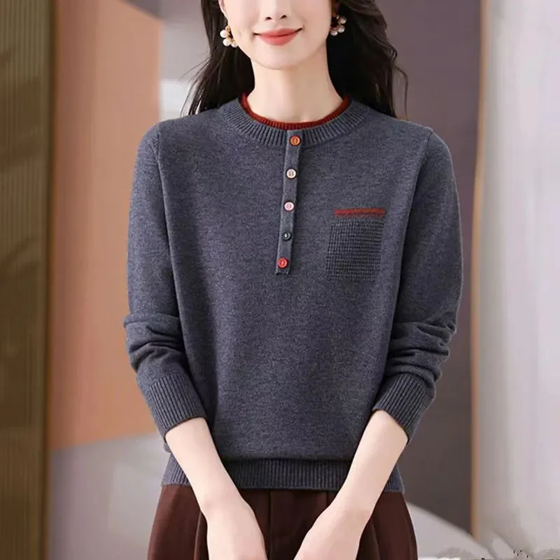 

Autumn/Winter Clothing Loose Fashion Sweaters Women Warm Elegant Knitted Long Sleeve Pullover Lady Casual O-neck All-match Top