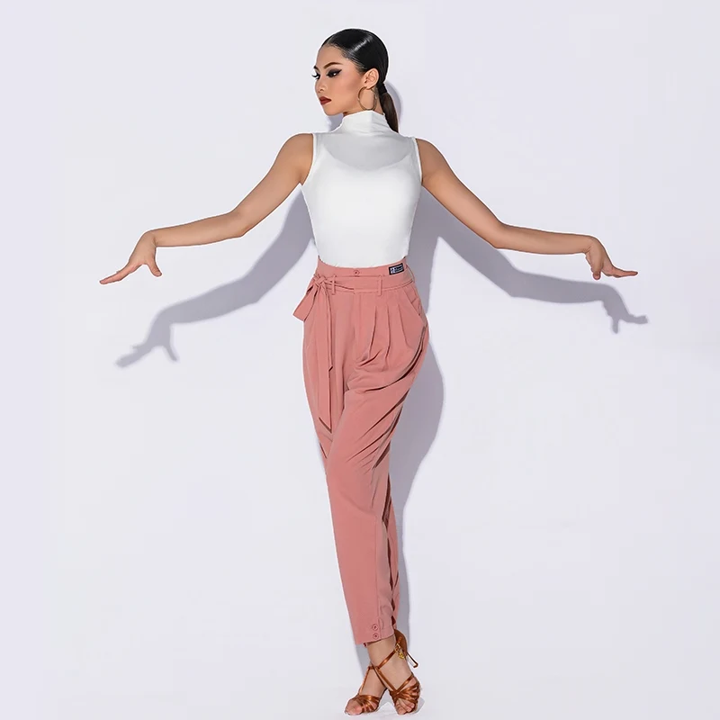 Nueva ropa de baile latino vals, traje de actuación moderno, Top sin mangas, pantalones, traje, vestido de salón, ropa de práctica DN21572