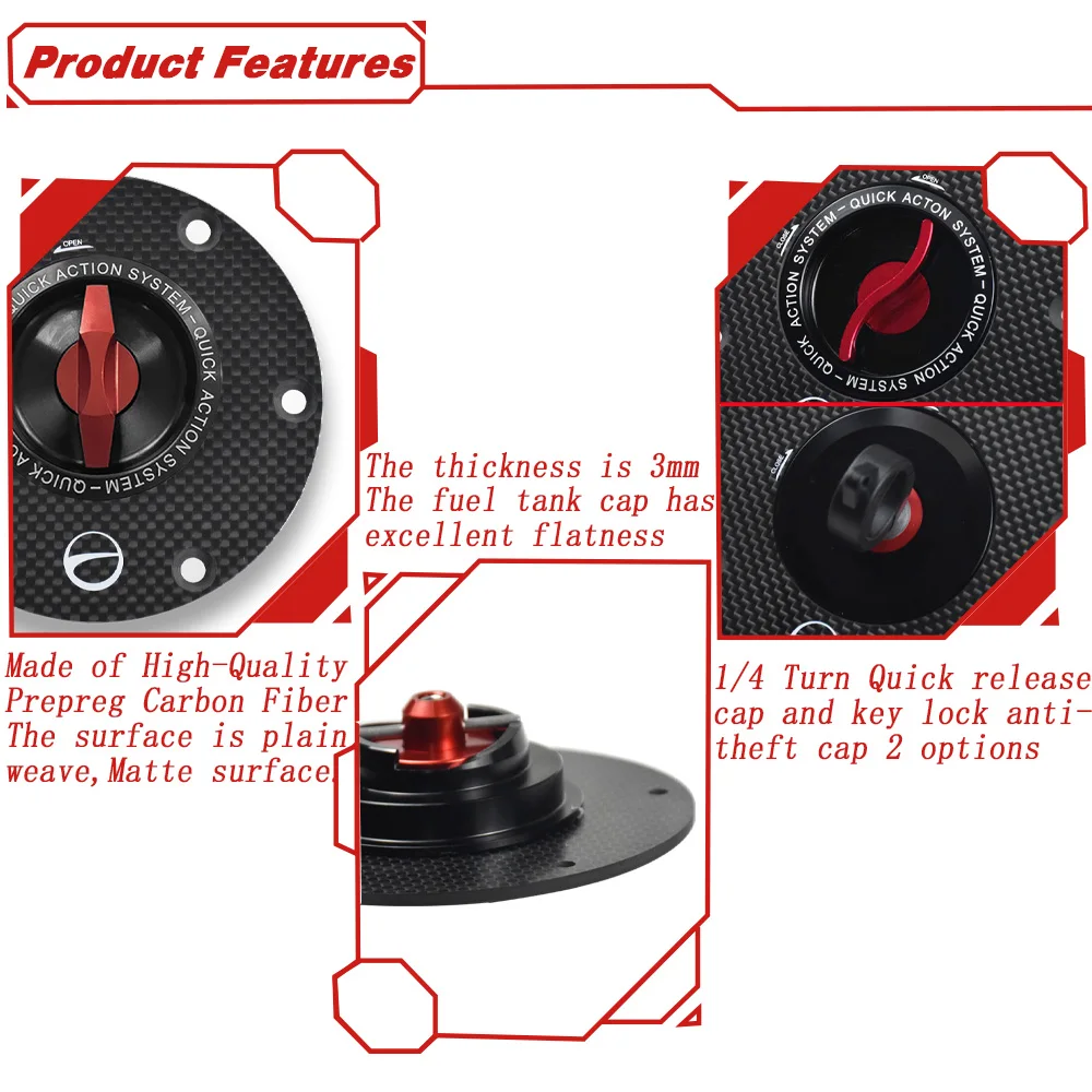 ฝาถังน้ำมันแบบปลดเร็ว คาร์บอนไฟเบอร์ สำหรับรถมอเตอร์ไซค์ Moto Guzzi V100 Mandello/S ปี 2022-2025 พร้อมกุญแจล็อค
