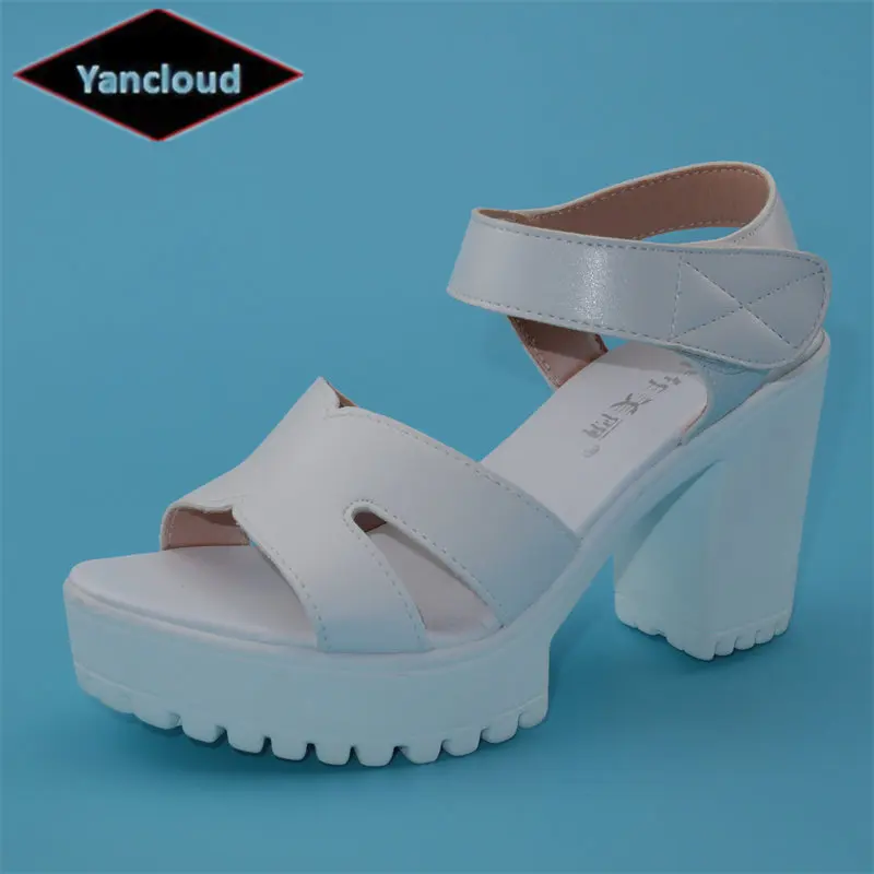 

Yancloud 8cm Small Size 32-43 Block High Heels Sandals Thick Bottom Shoes Summer 2023 Women's Platform Sandals Mom Students