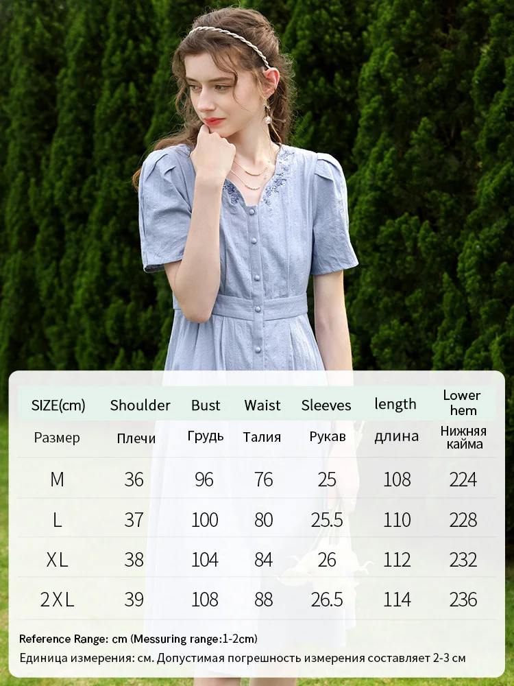 I BELIEVE YOU French 100% Cotton Dress Embroidery V Neck Short Sleeve 2023 Summer New Chic Midi Dress Female Vestidos 2231095085