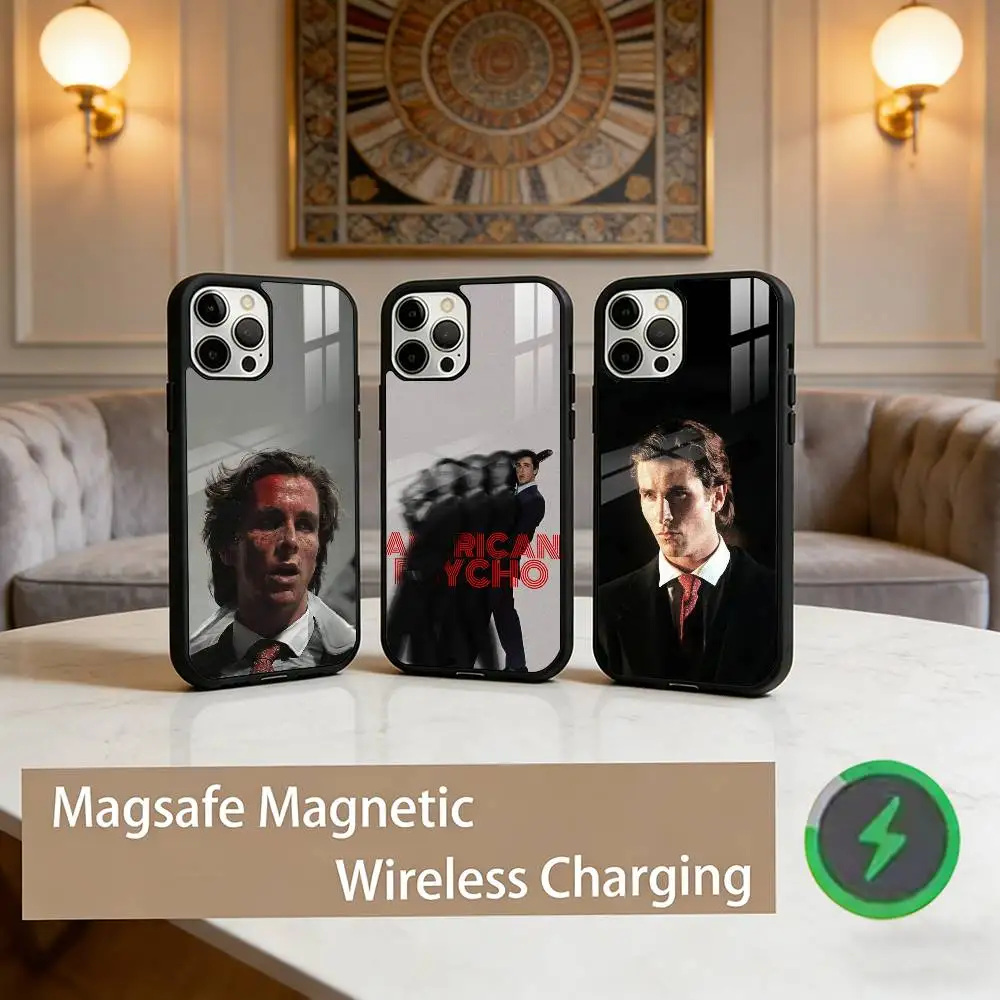 

A-American P-Psycho Phone Case For iPhone17,16,15,14,13,12,11 Plus,Pro Max Magnetic For Magsafe Wireless Charging