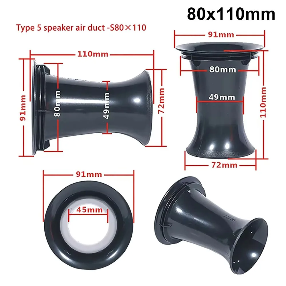 1Pcs New Voice Part Speaker Port Tube Subwoofer Bass Reflex Port Air Vent Tubes Plastic Black Sound Box Port Speaker Accessories