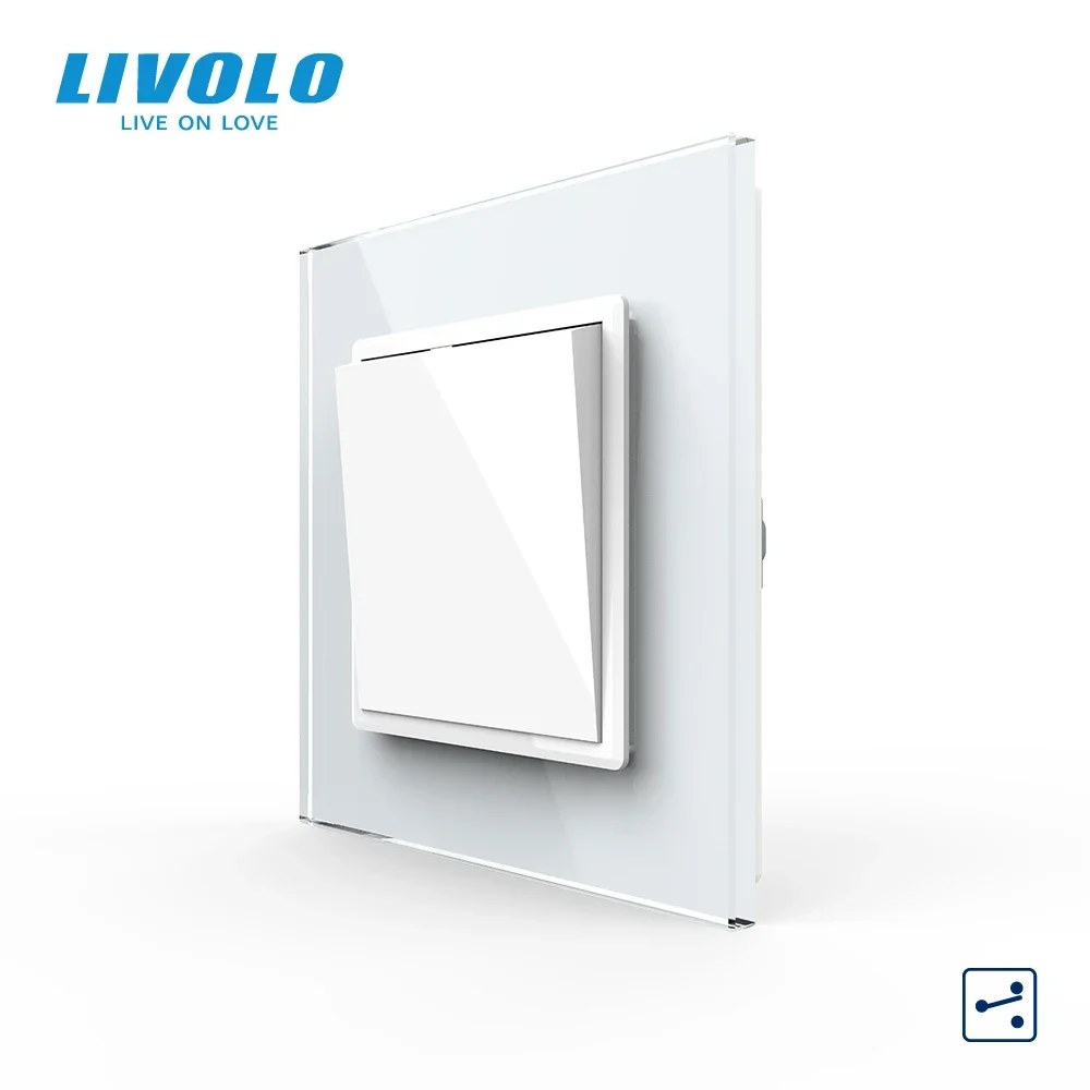 Livolo Mechanical Switch Luxury Crystal Glass Panel,Push Button 1 Gang 2 Way Switch, Keyboard Switch,Dimension:22.5mm*45mm