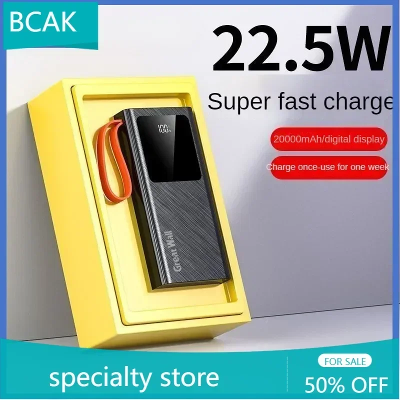 Bnka Power Bank ponsel portabel Universal, Power Bank ponsel PD pengisian cepat dua arah 20000mAh