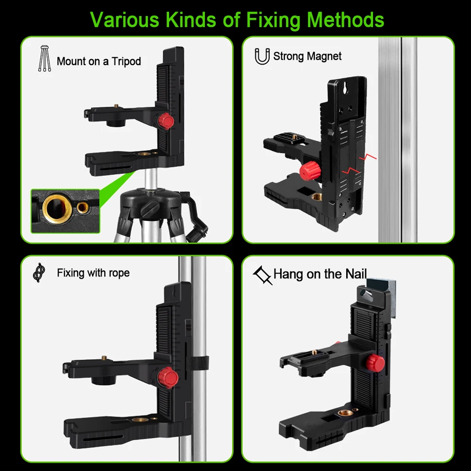 ZOKOUN Universal Strong Magnetic Professional L-Bracket Wall Mounted Laser Level Holder Stand Support Tripod