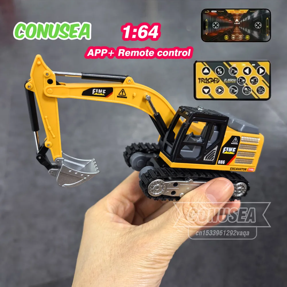 1/64 حفارة صغيرة Rc سطح المكتب سيارة التحكم عن بعد لودر أطفال بالريموت كنترول لعبة نموذج الشاحنات ألعاب أطفال بنين أطفال هدايا عيد الميلاد