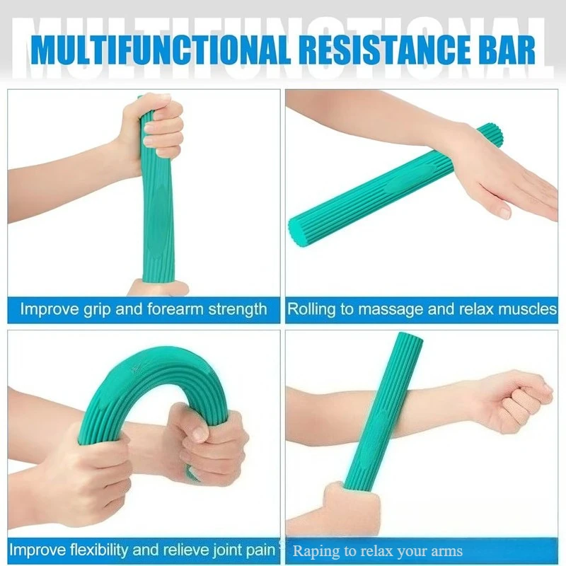 Asta fitness con barra di torsione in silicone - All-in-One per allenamento per la forza del braccio e del polso, riabilitazione, rilassamento muscolare e massaggio