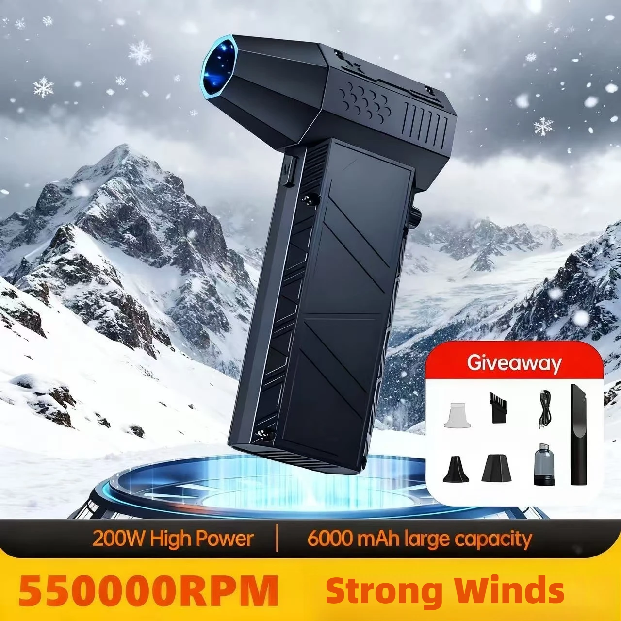 

X6 Мощный воздуходувка 550000 об/мин Бесщеточный жестокий вентилятор Пылесос Сильный ветер 53 м/с Турбоструйный вентилятор Перезарядка типа C