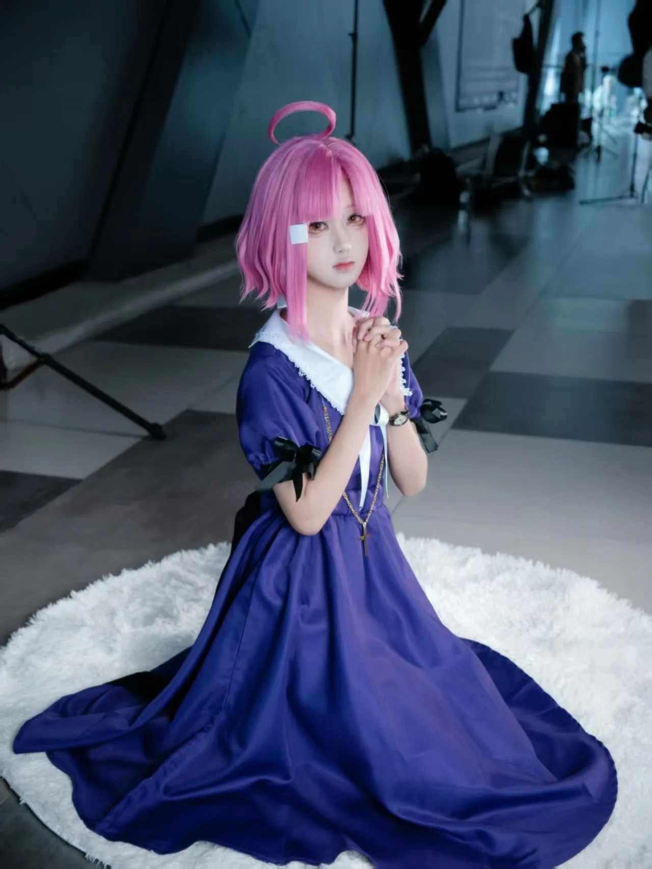 

Gakkou Gurashi Inspired Cosplay Costume - Purple Dress for Anime Fans (Sakura Megumi Style)