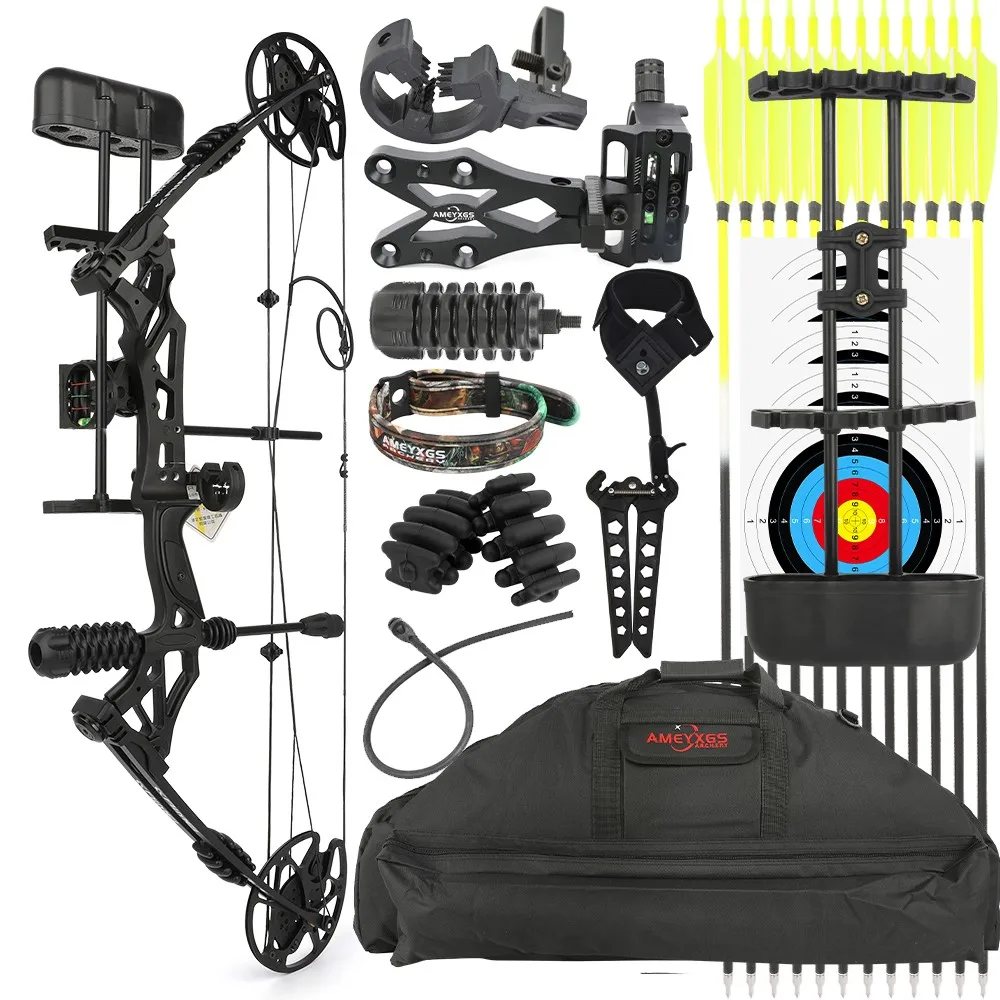 Archery 30-60lbs Compound Bow Kit Arrows Right Hand Hunting Target Adult Sports 320fps Let-off 80% for Shooting Accessories