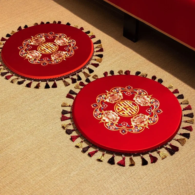 Wedding kneeling mat, a pair of happy word sitting blessing cushions, wedding change mouth, worship and kneel to the bride