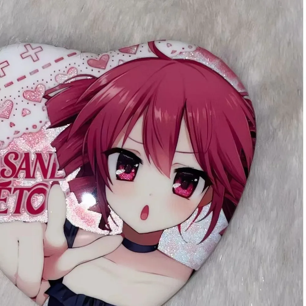 Cute Kasane Teto Virtual Singer  Love Shaped Brooch Metal Badge Creative Personalized Accessories Couple Decorative Jewelry Pin