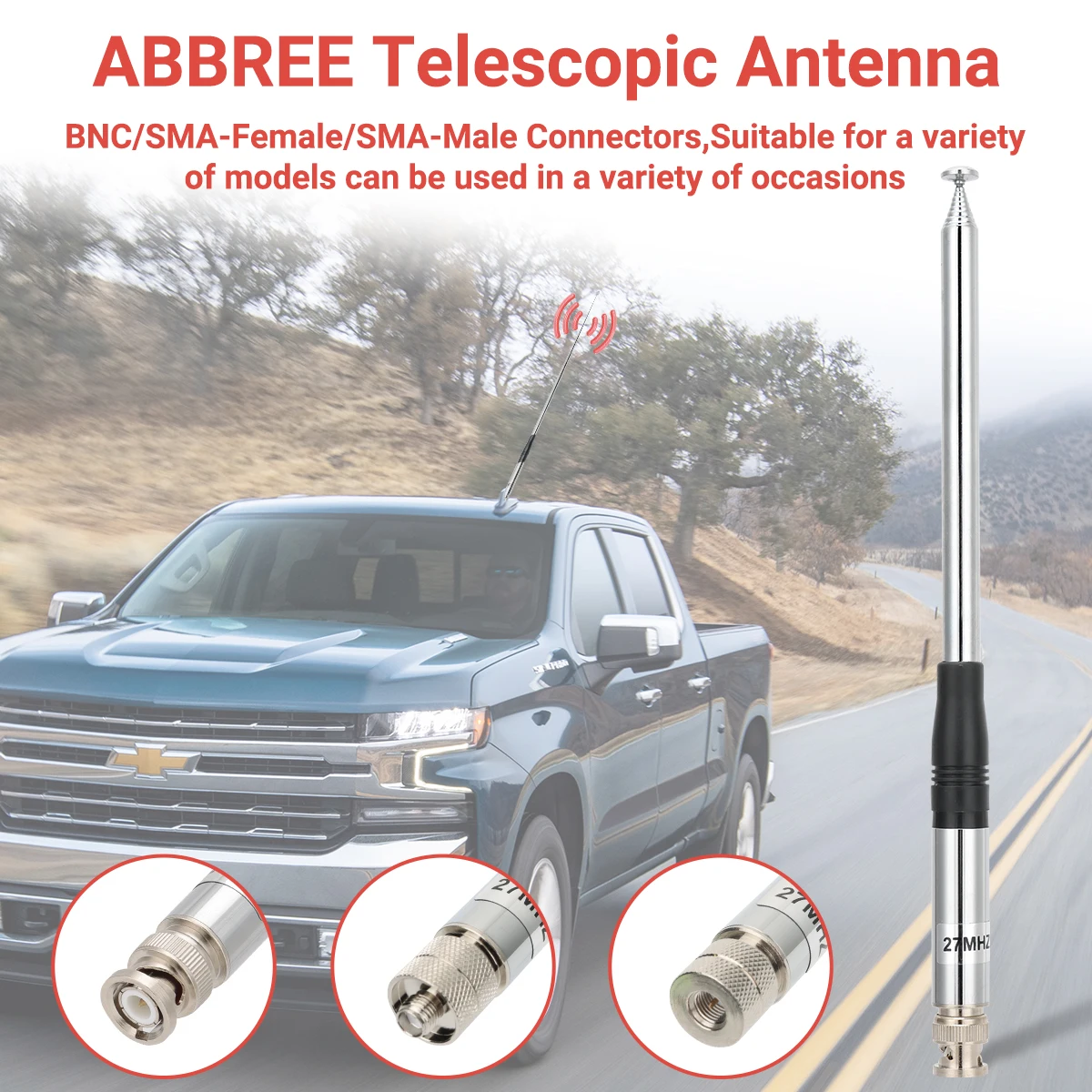 ABBREE Antena telescópica CB 27MHz SMA BNC para Quansheng y Baofeng - imagen 2