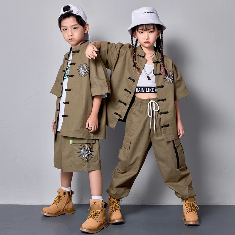 

Kids Hip Hop Dance Clothes Girls Jazz Performance Costume Chinese Style Shirts Pants Boys Street Dance Wear Stage Outfit BL8831