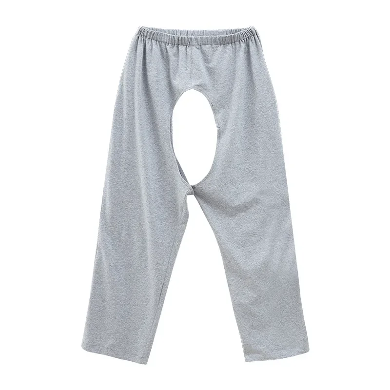 Bequeme Inkontinenz-Hose mit offenem Schritt für Erwachsene, Pyjama-Stil, lockere Passform für gelähmte Senioren, Behinderungsunterstützung