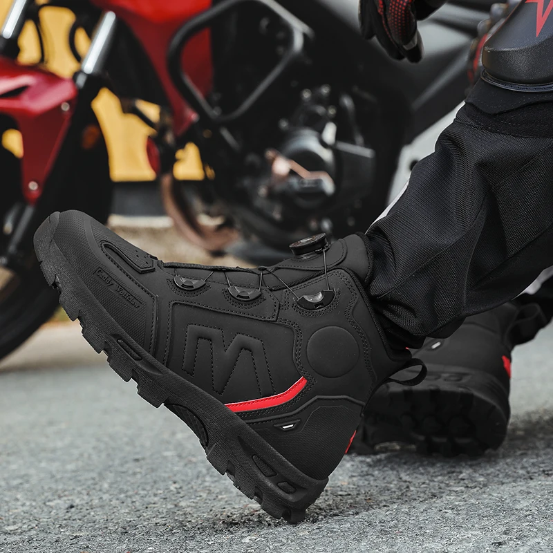 Bottes de moto imperméables pour hommes, chaussures de cyclisme pour Motocross, course de moto tout-terrain, Anti-chute, équipement respirant doux
