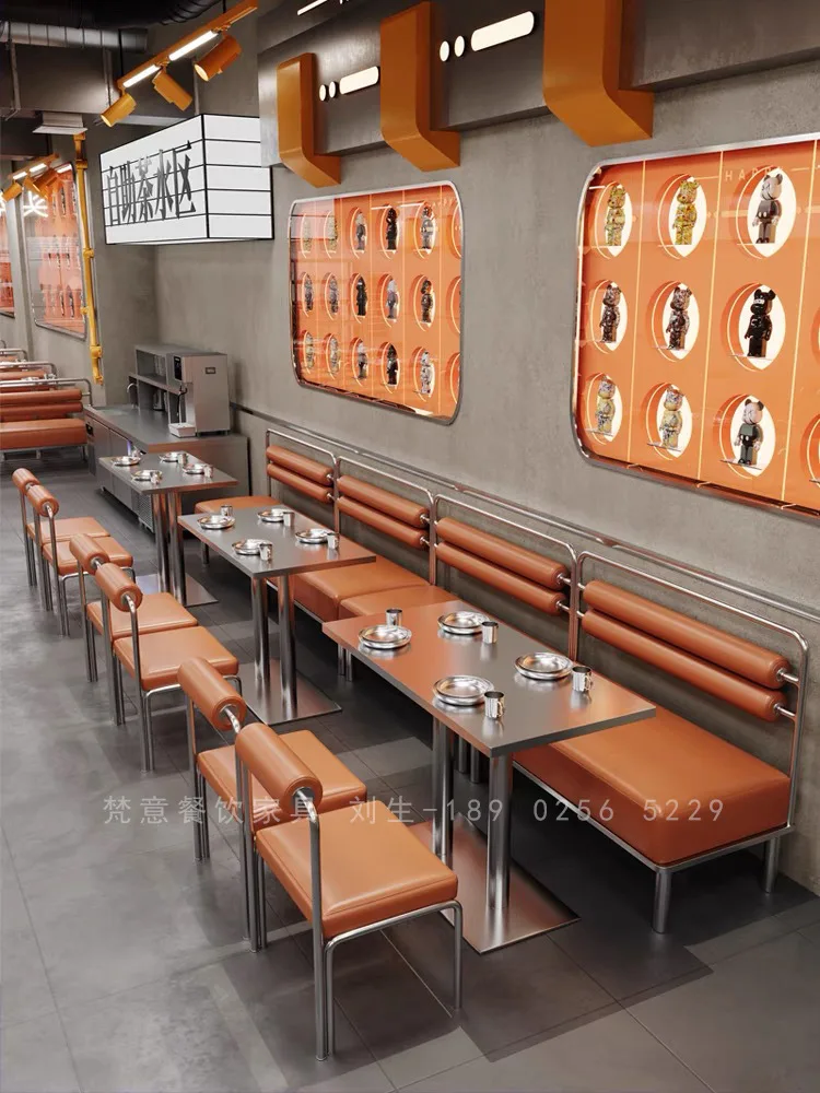 Commercial Restaurant Booth Seating Wall-Mounted Sofa with Dining Table Chairs for Cafe Hotel Hot Pot Restaurant