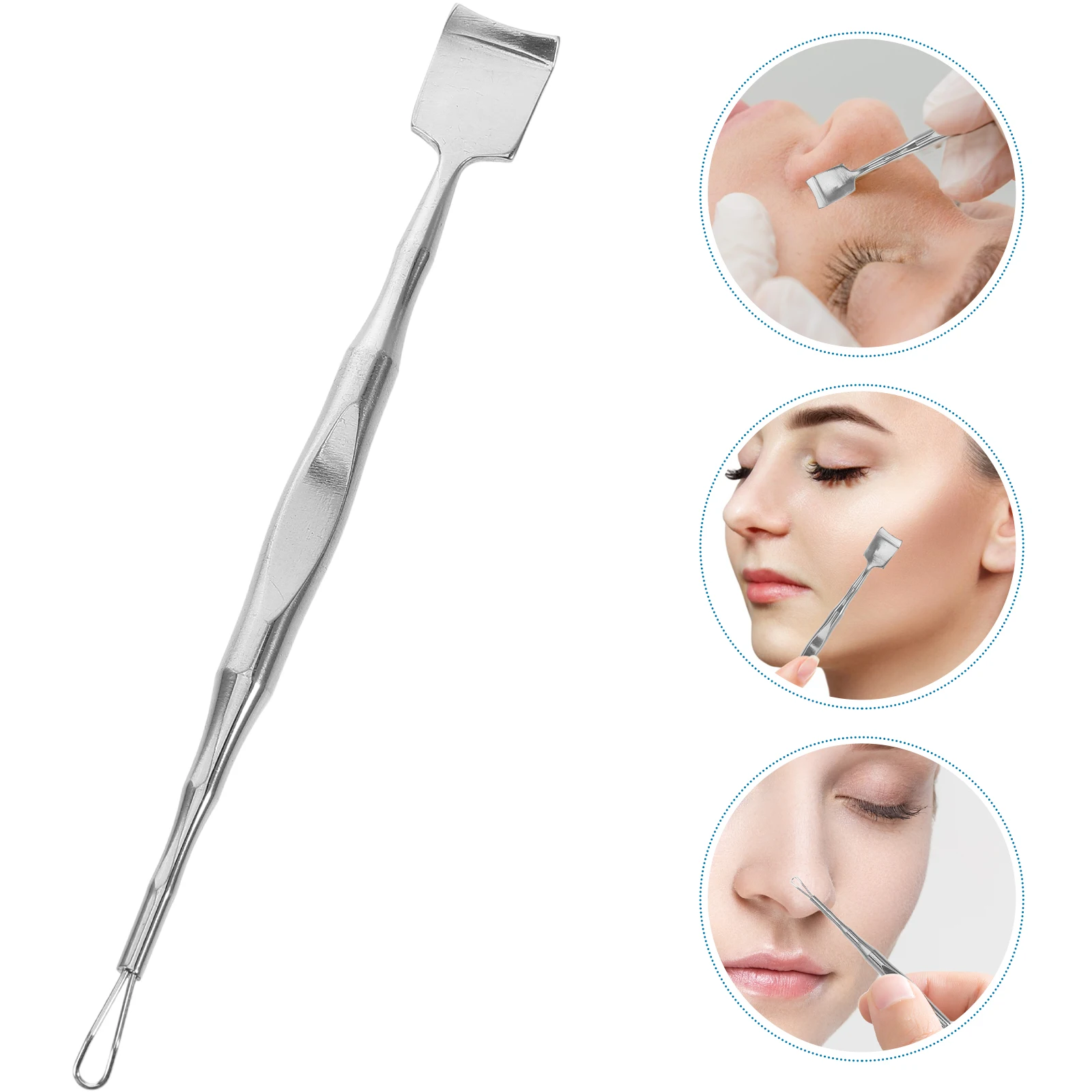 Mee-eterreinigingsgereedschap Dual End Gezichtsscrubber Schoonheid Metalen Puistje Extractor Neusverzorging Huidgereedschap Roestvrij