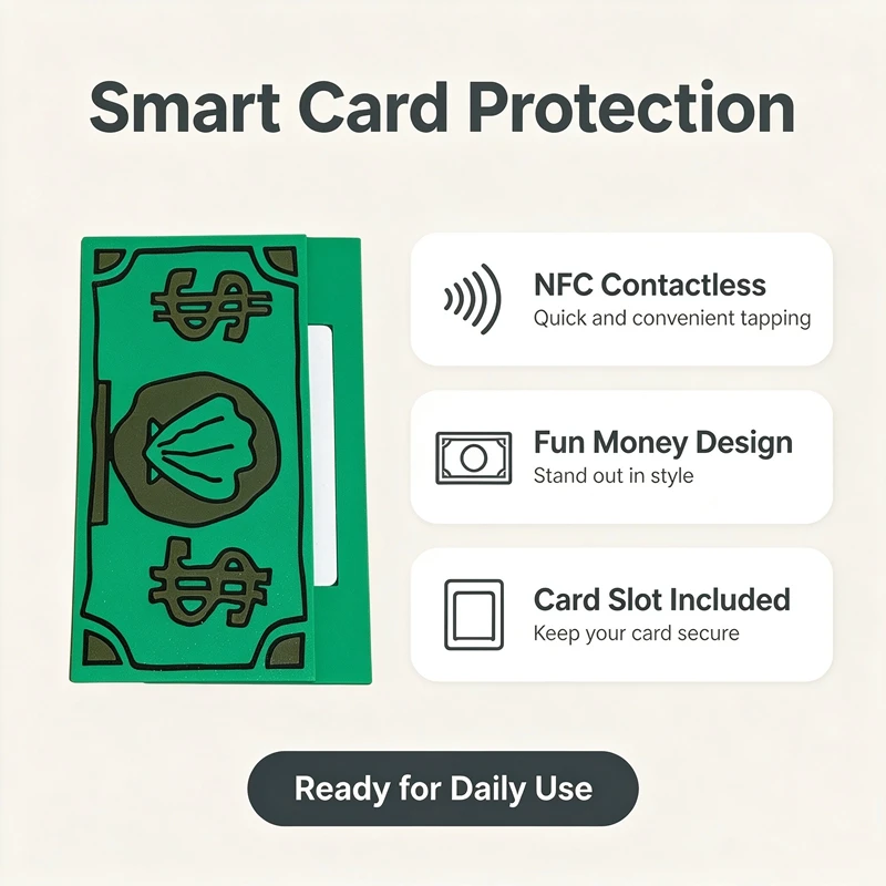 3D-Gedruckter Grüner Schalenförmiger Dollar-Kartenhalter Tap-to-Pay NFC Kreditkartenschutz Geschenk – Detail 2