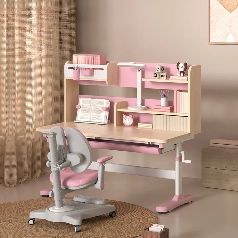 Lifting Student Kid Table Chair Set Bookcase Writing Dresser Table Chair Child Set Reading Stand Mesa Escriotorio Kids Furniture