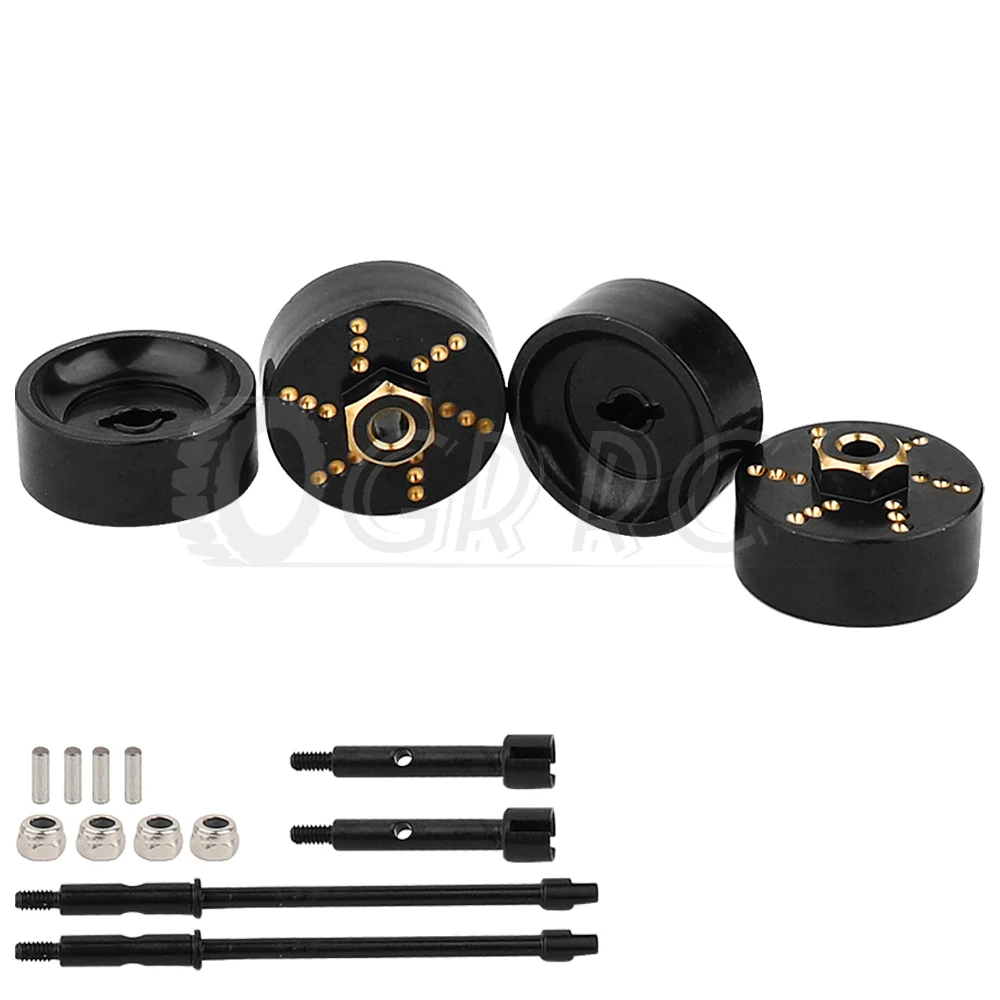 

4Pcs 64g Heavy Brass Wheel Weights Wheel Hub Hex Adapter + Axle CVD Outer Shaft For Axial SCX24 1/24 RC Crawler Car Upgrade Part