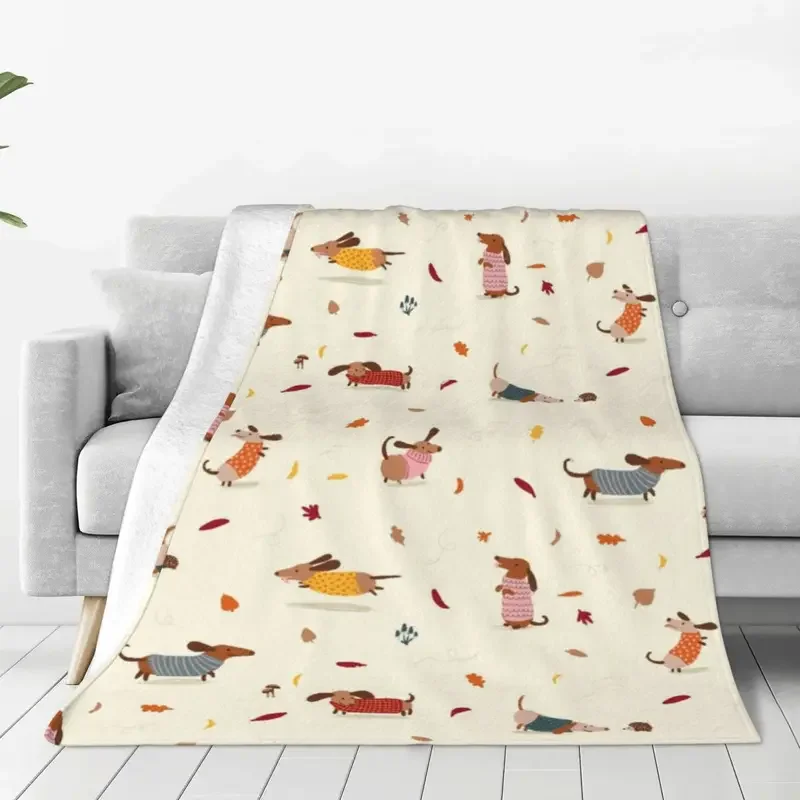 

Blanket for Bed Couch Plush Thin Quilt Badger Dog In Sweaters Pattern Blankets Fleece Spring/Autumn Cute Super Warm Throw