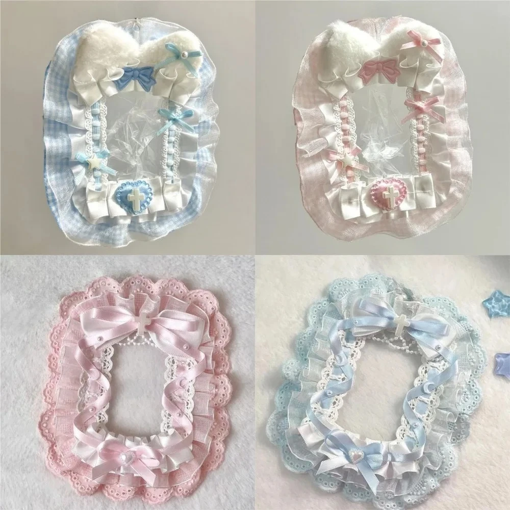 الحلو DIY حامل بطاقة القطيفة مع الشريط أنيمي الدانتيل Photocard حالة لوليتا أيدول عرض حامي الصورة بطاقة