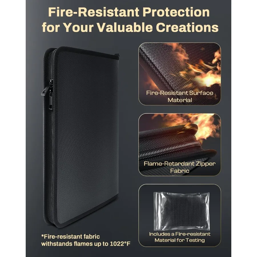 محفظة فنية مقاومة للحريق مقاس 11 × 14 مع 30 جيبًا و60 صفحة لعرض مقاومة للماء وأكمام بلاستيكية شفافة لطلاء الأعمال الفنية