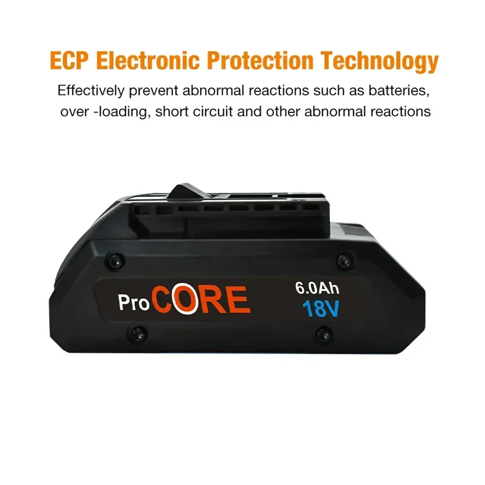 CORE18V 6000mAh ProCORE Replacement Battery for Bosch 18V Professional System Cordless Tools 21700 Cell