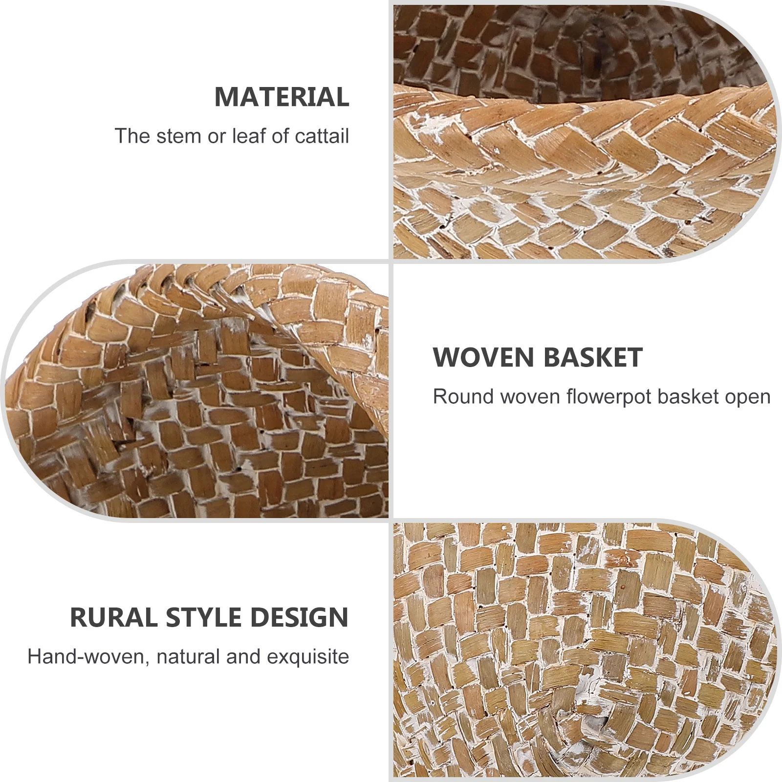 

Woven Baskets Storage Trash Can Garbage Snack Container Lid Home Wicker Basket Household Multifunctional Natural Style Large