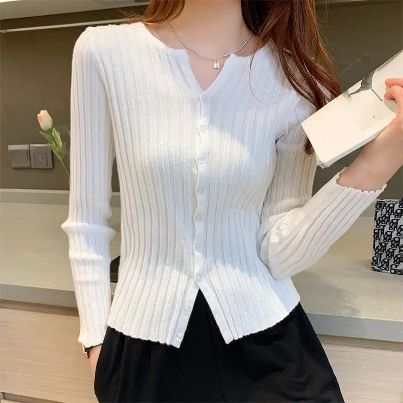 Black Cardigan for Women Knitted Vintage Tops Cardigans Woman 2024 Trend Fashion Cropped Sweater White Green Sweaters Harajuku