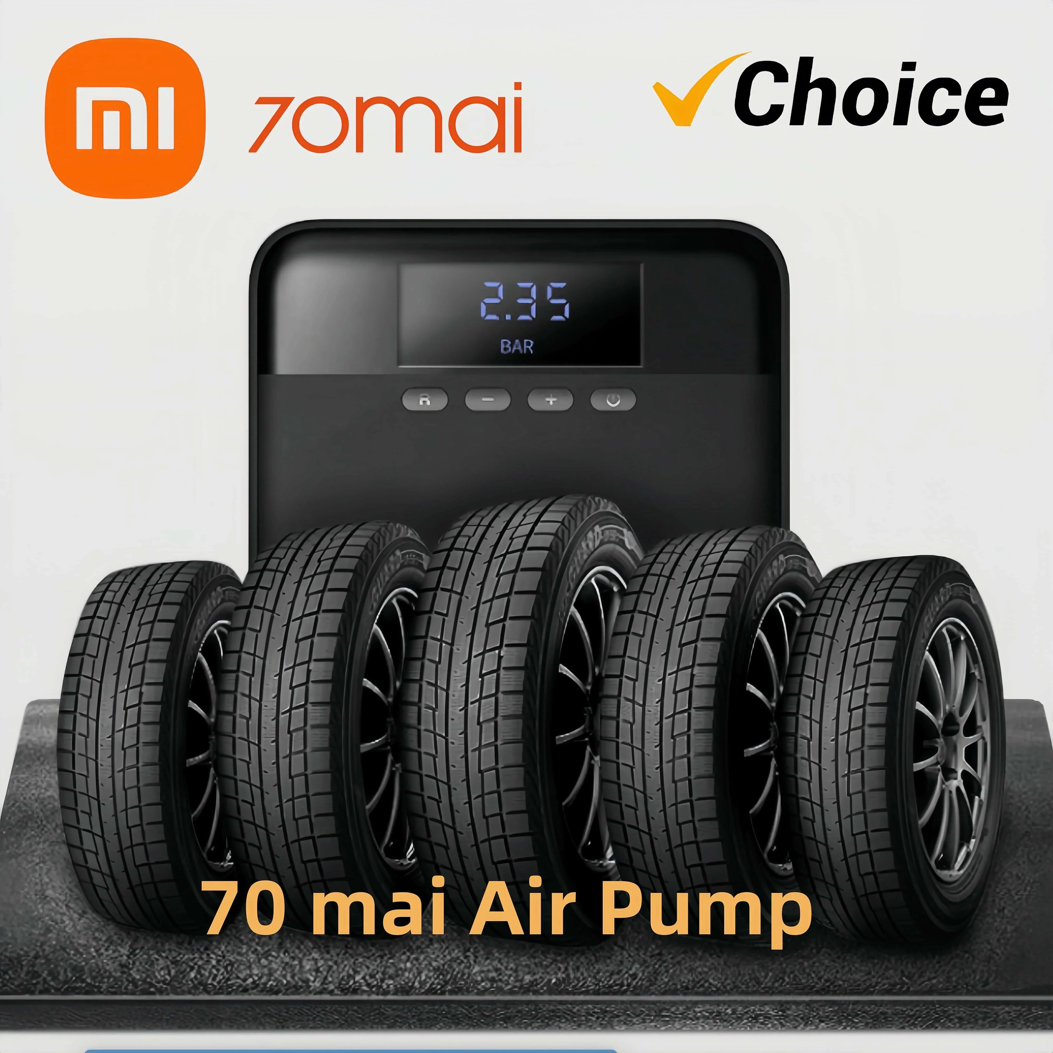 

Портативный воздушный компрессор Xiaomi 70 mai, воздушный насос для накачивания шин для автомобильных шин, 12 В постоянного тока, насос для шин, предустановленное давление в шинах для велосипедного мяча