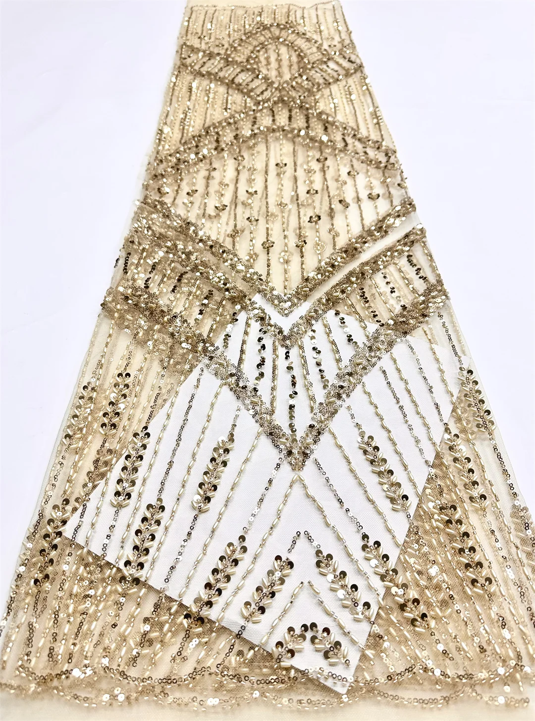 قماش دانتيل مطرز فاخر شبكة أفريقية عالية الجودة مع ترتر لخياطة حفلات الزفاف 2026 قماش عصري #6