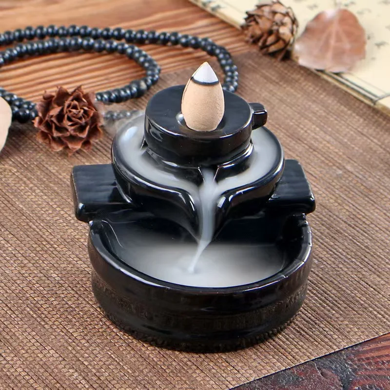 Backflow Incense Burner for Indoor Use, Creative Incense Burner for Good Fortune, Suitable for Zen Tea Rooms, Living Rooms, Gardens, and Offices, Minimalist Decor view 2