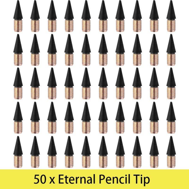 50Pcs Replaceable Forever Pencil Nib Pencil Tip Head for Unlimited Pencils No Ink Pen Tips