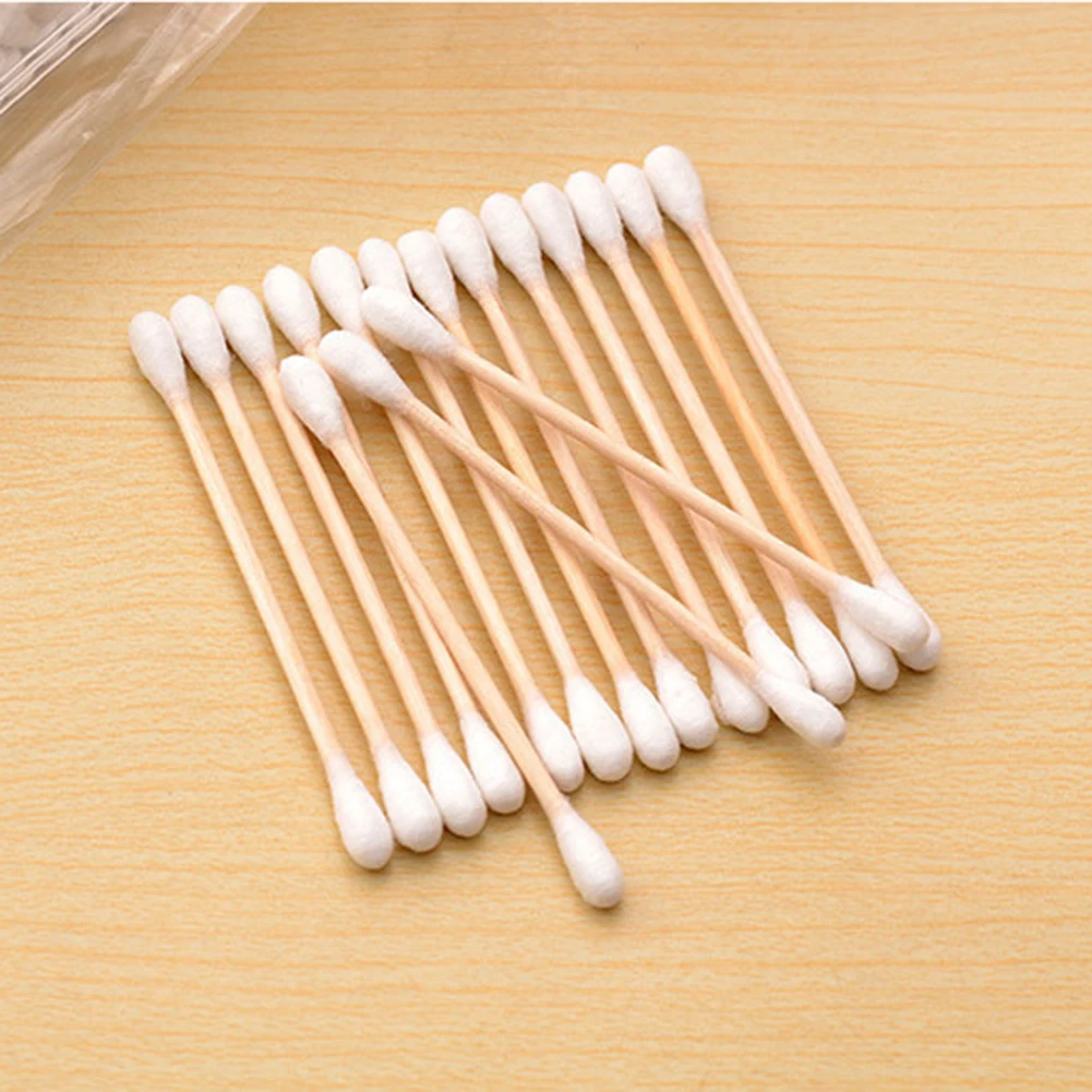 100 Count Cotton Swabs Biodegradable Double-Tipped Swabs Multifunction Round Tips Swabs for Home Travel Use