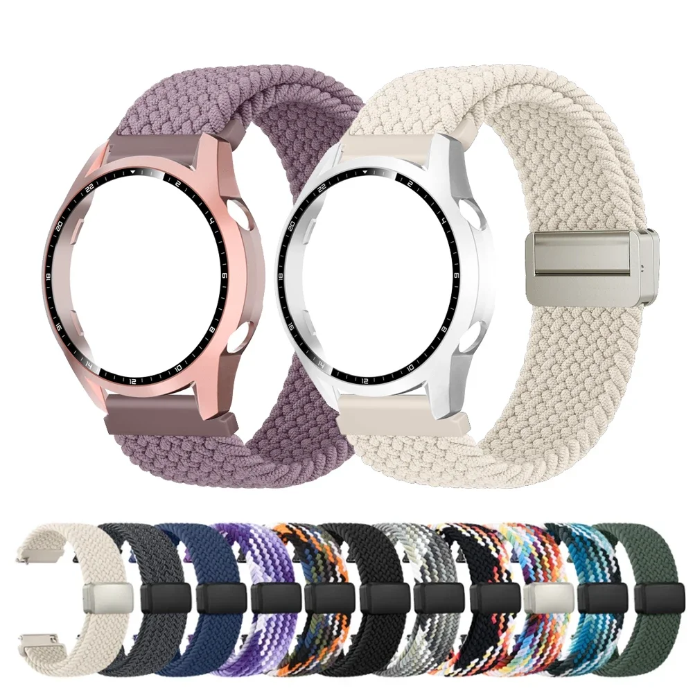 غطاء مقسى + شريط مغناطيسي مضفر لساعة هواوي GT 2 46 مللي متر حزام الشاشة الغطاء الواقي لساعة هواوي GT 2 46 مللي متر العصابات