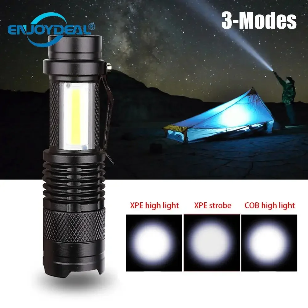 

enjoydeal 3800lm LED Flashlight Torch USB Rechargeable 3 Modes Penlight Adjustable Zoomable Torch Mini Flashlight For Lighting