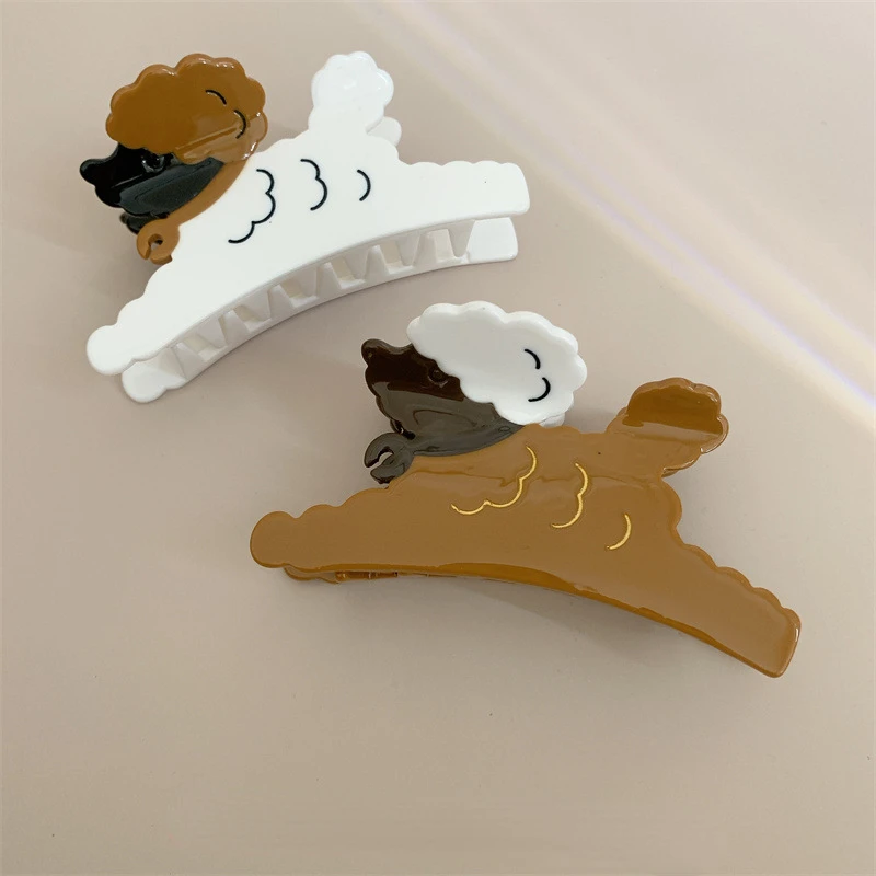 DuoShang Cute Cartoon Animal Teddy acetato Hair Claw Light Luxury eco-friendly Animal Claw Clip per le donne accessori per capelli per ragazze