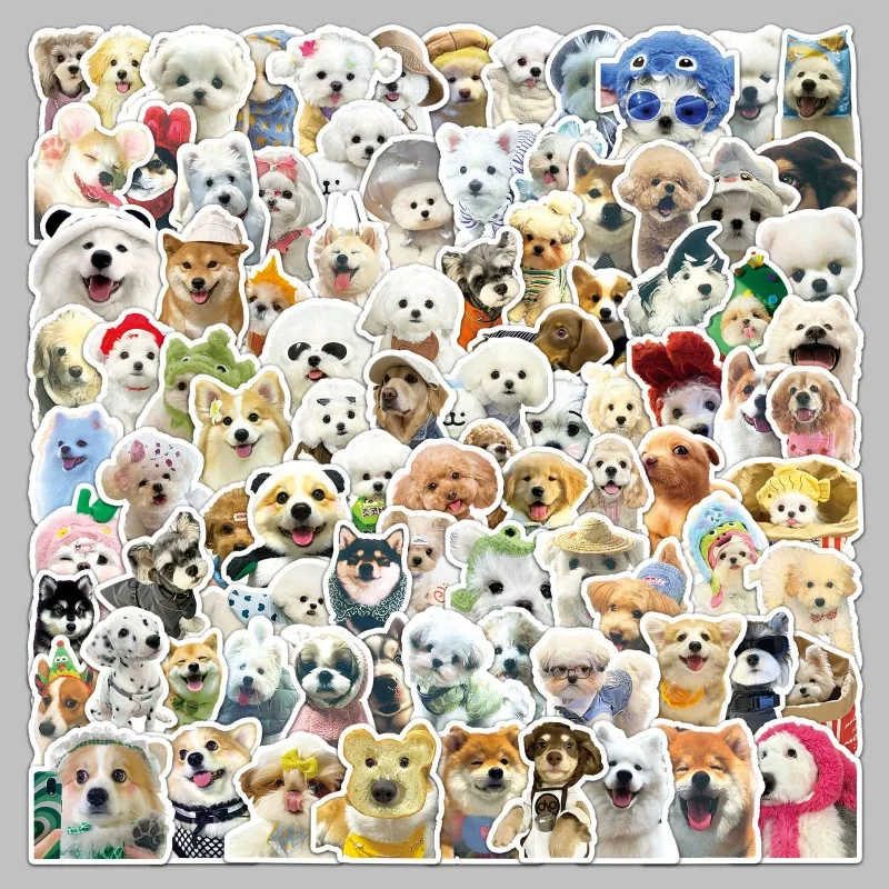100pcs Cute Dog Stickers Cute Pet Funny Emoticon Pack Animal Puppy Waterproof Decorative Hand Account Stickers for Friends