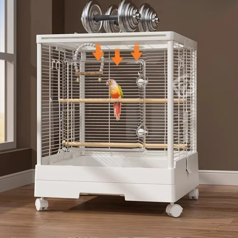 

Stainless Bird Cages With Wheels Pedestal Parrot Toys Canaries Bird Cages Birds House Things Jaula Para Canarios Bird Supplies