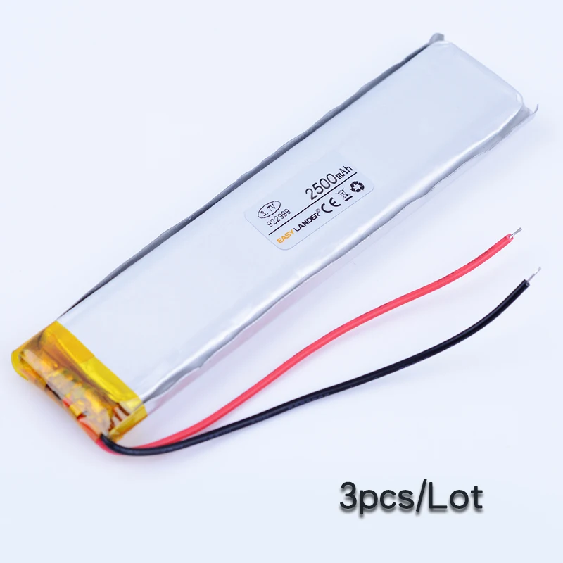 

3pcs/Lot 982999 3.7V 2500mAh Rechargeable Lithium Li Polymer Li-ion Battery For mp3 mp4 DVR GPS PDA psp bluetooth Speaker 983099