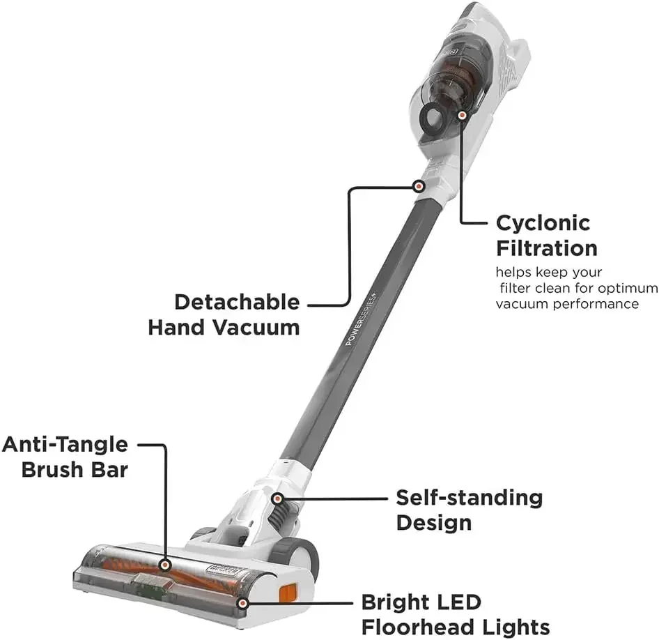 20V MAX Cordless Stick Vacuum with LED Floor Lights, Lightweight, Multi-Surface (BHFEA520J) , Gray